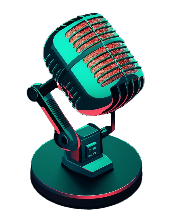 Micro de podcast en 3D utilisé dans le podcast marketing digital.
